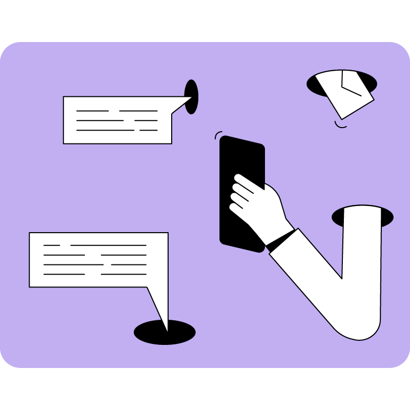 Abstract illustration with speech bubbles and envelopes