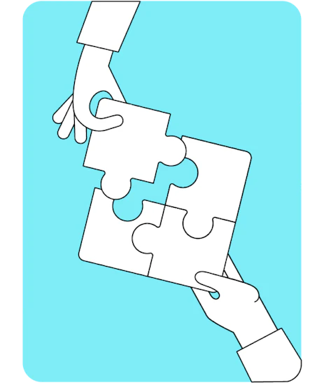 Illustration of two hands completing a puzzle