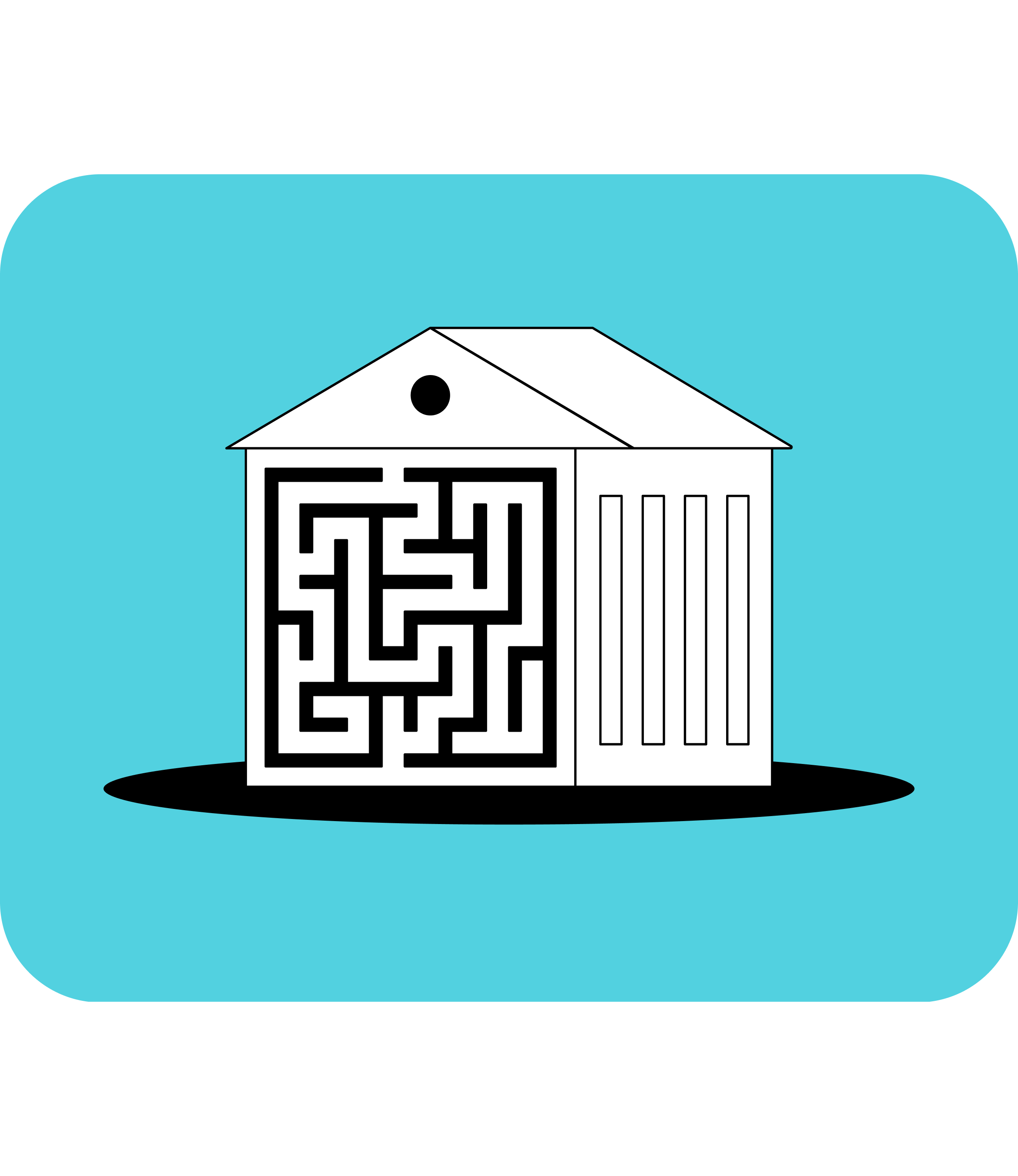 Illustration av bankbyggnad med en labyrint på framsidan