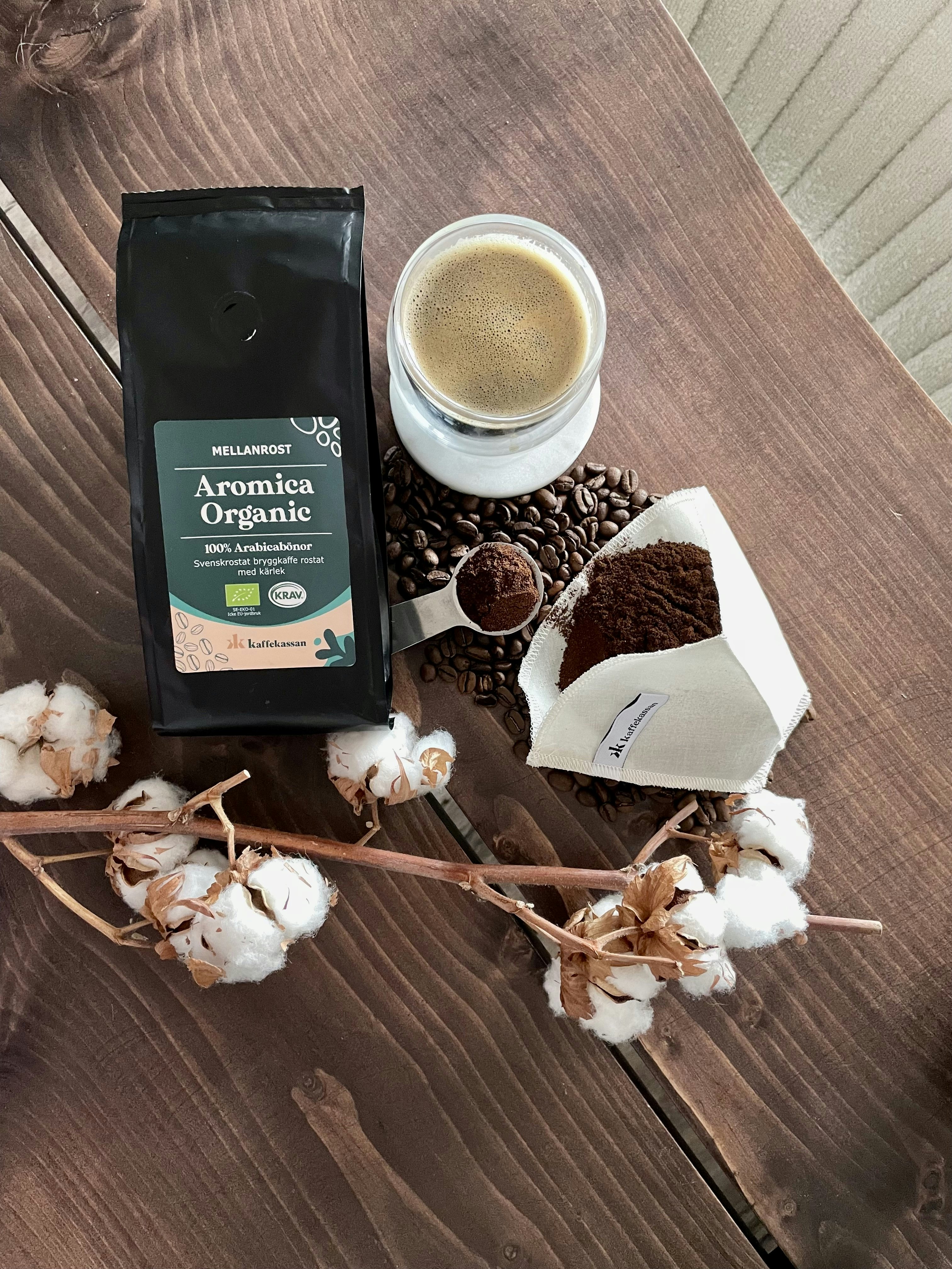 Coffee beans and cotton buds