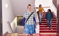 Students at staircase