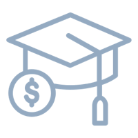 graduation cap with coin icon