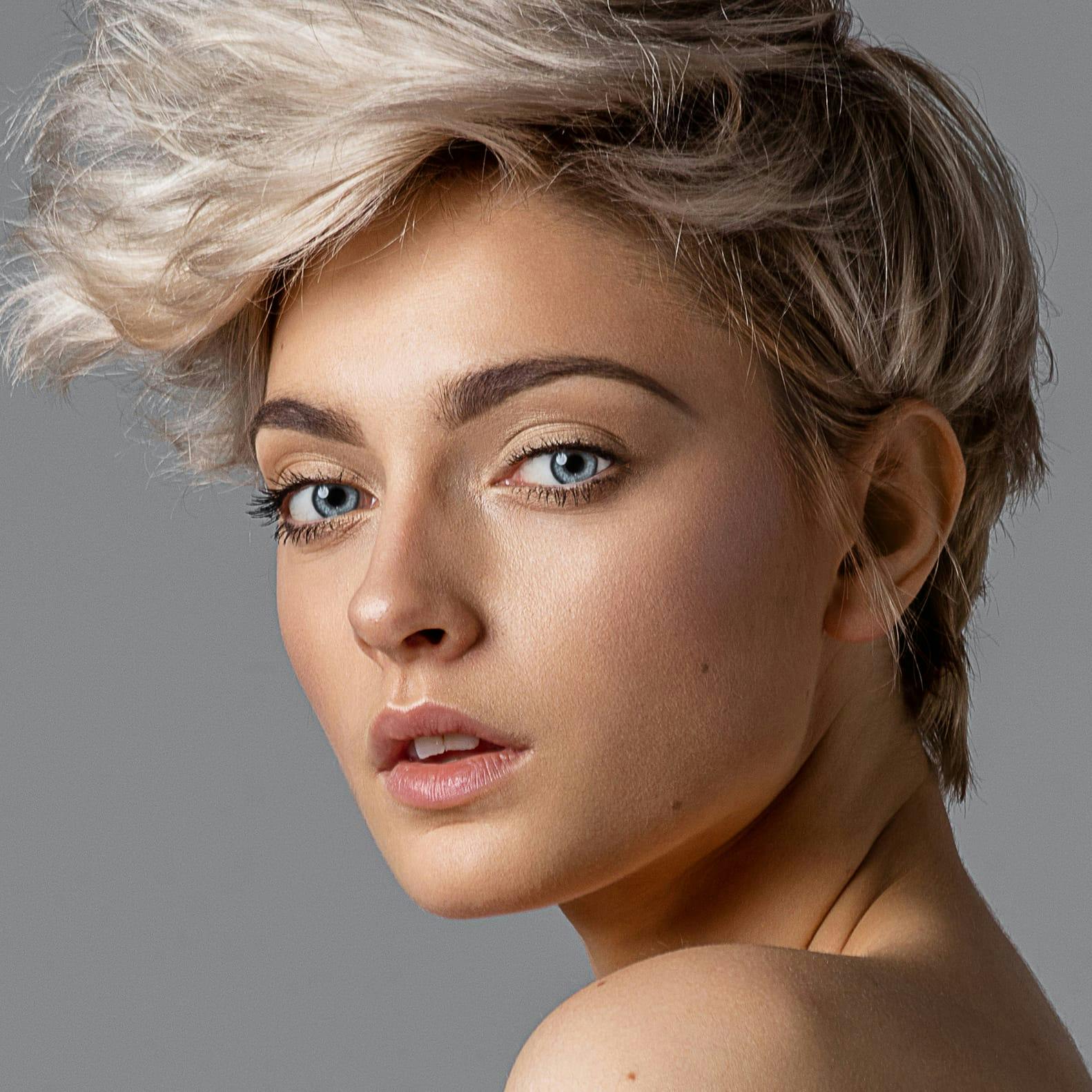 Woman with styled short hair