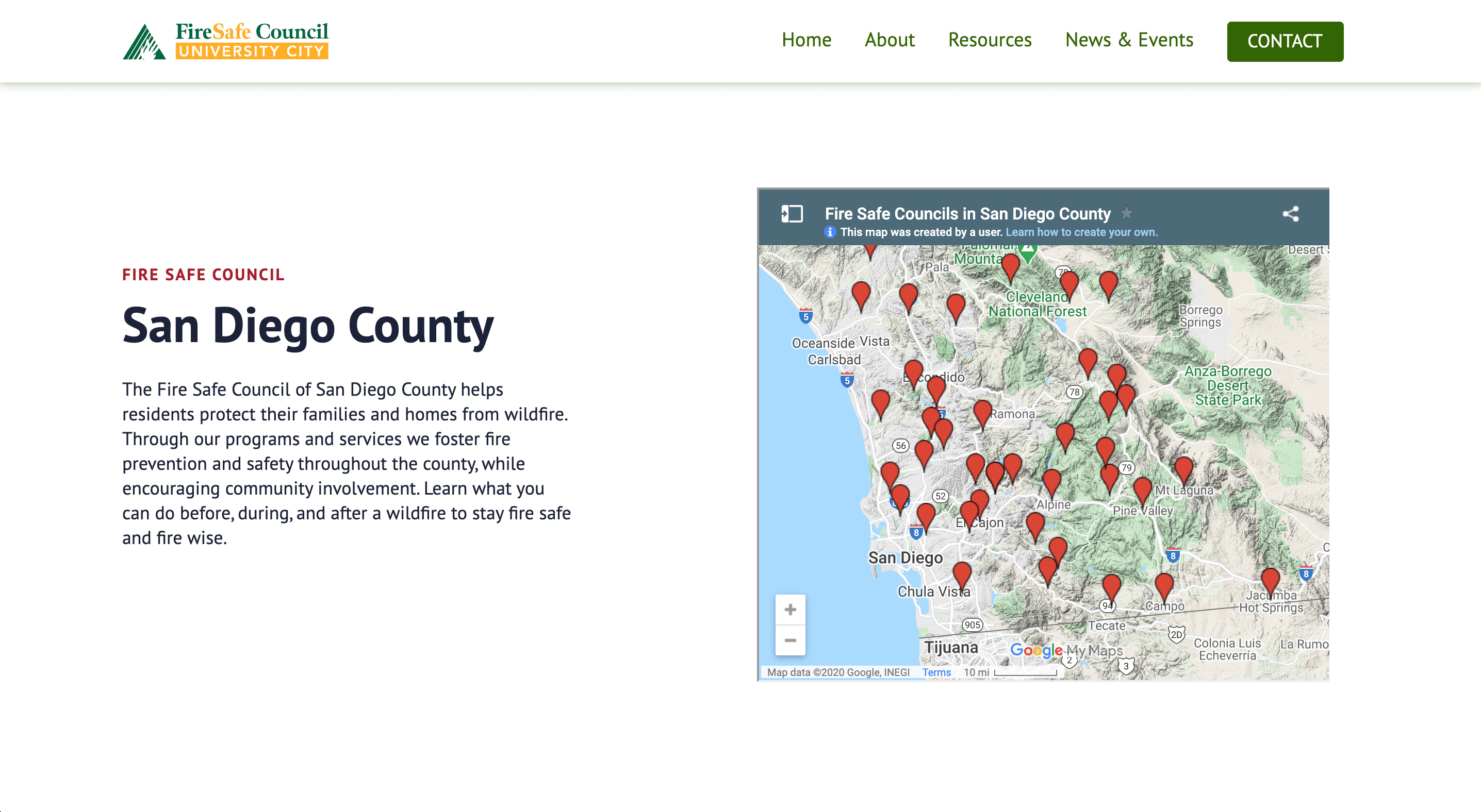 UC Fire Safe Council - SDC Map