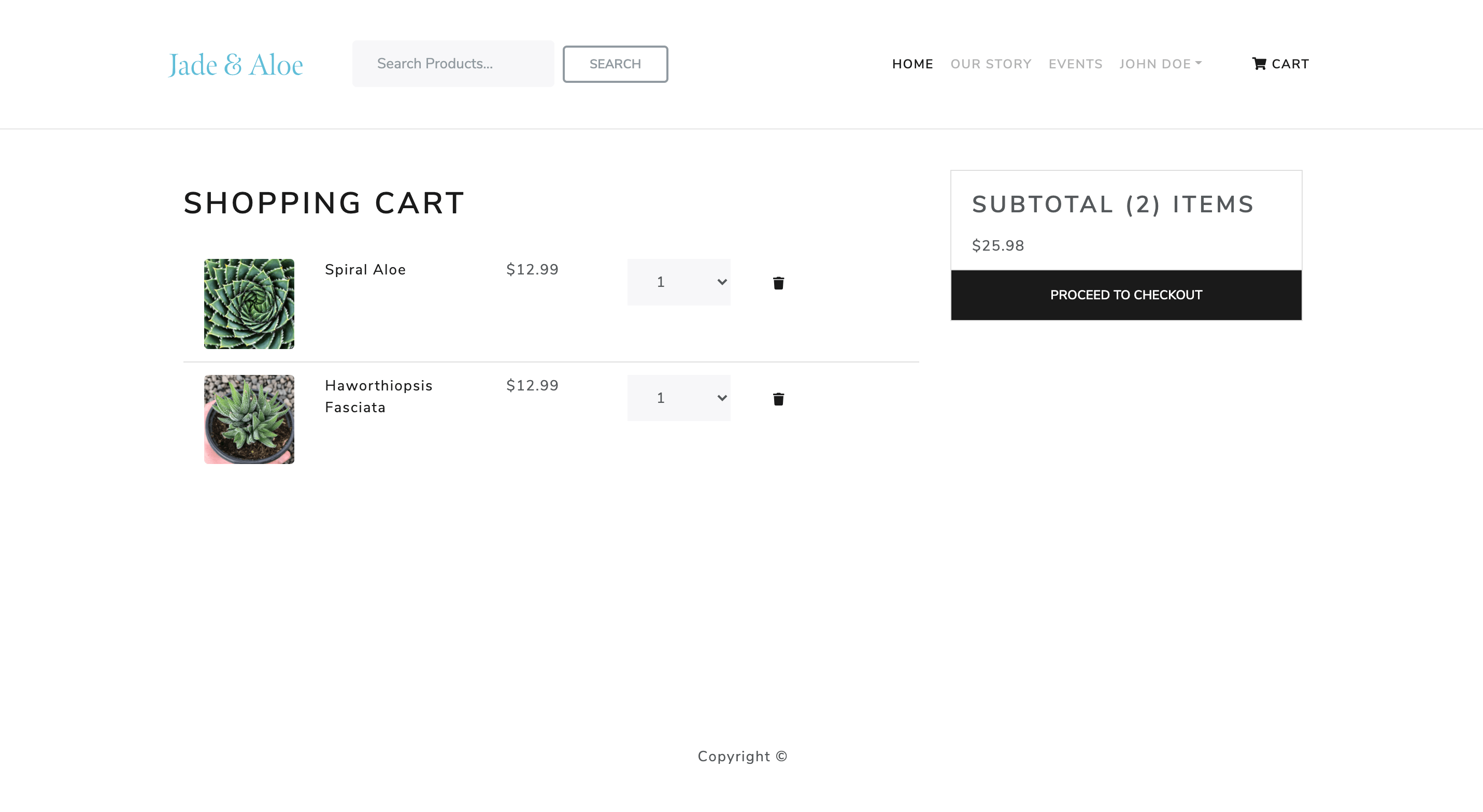 Jade & Aloe - Shopping Cart