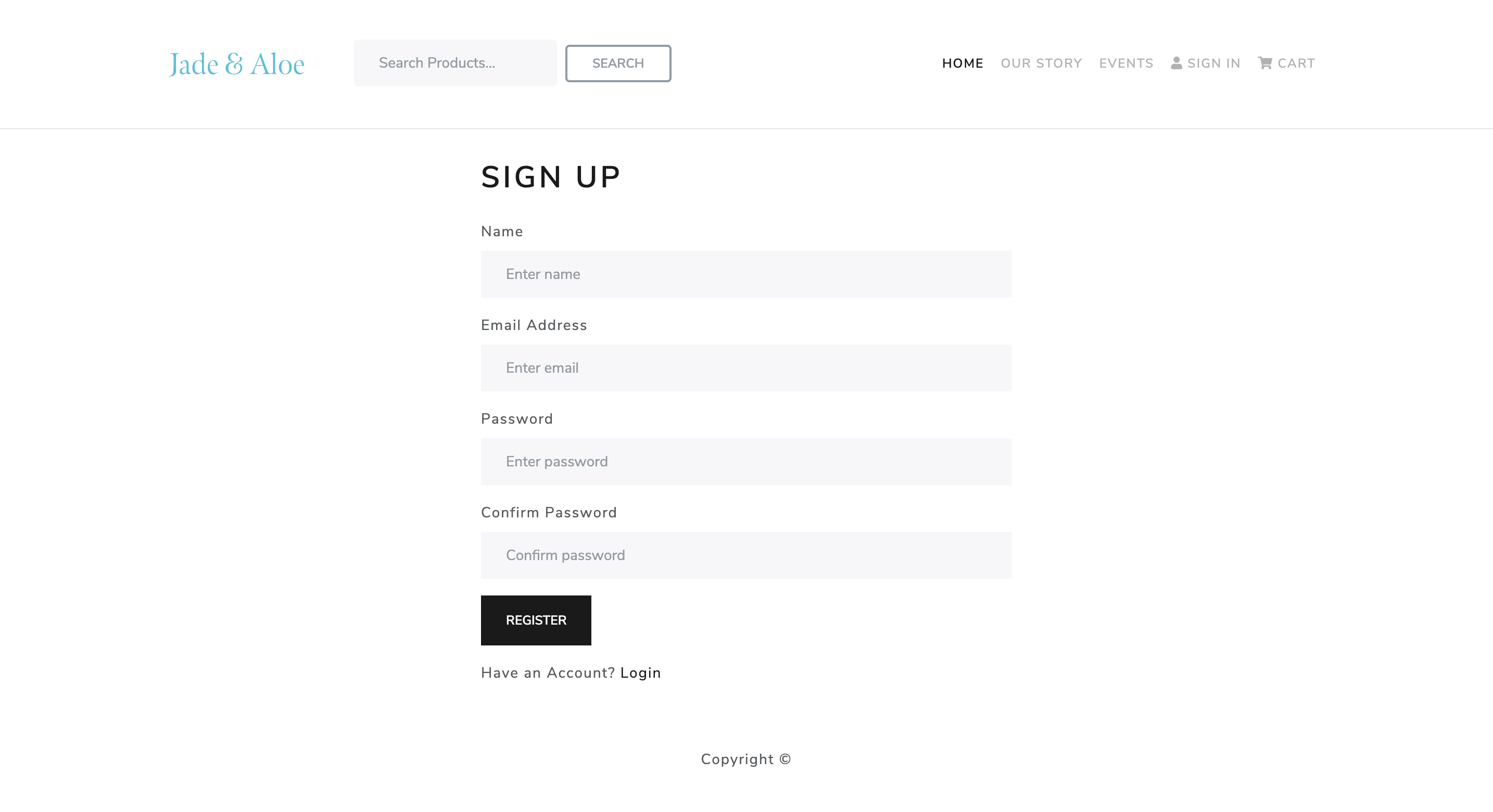 Jade & Aloe - Register User