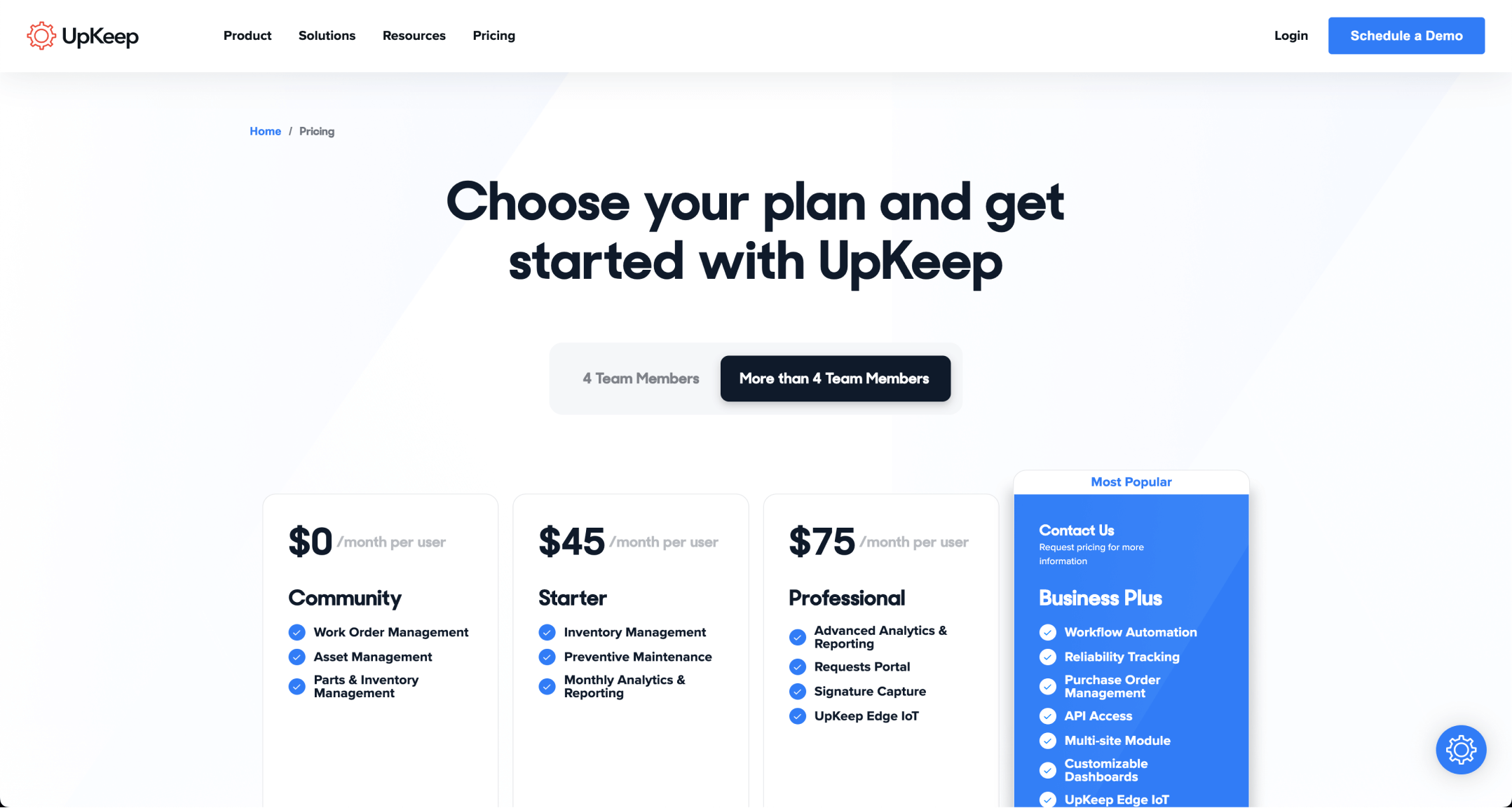 UpKeep - Pricing Page