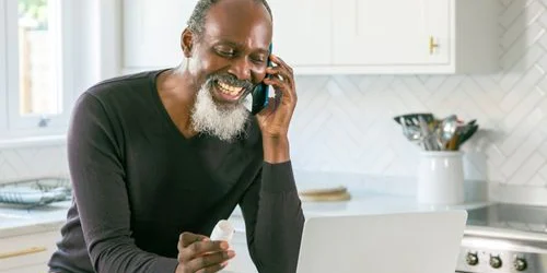 older man on the phone
