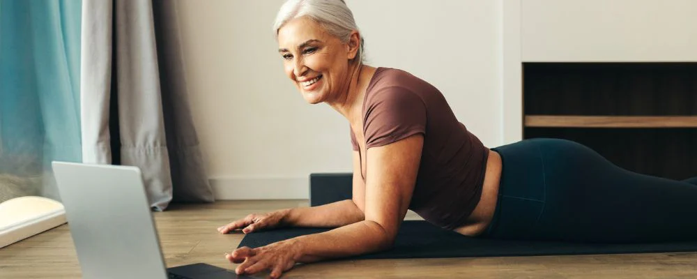 older woman doing at home exercise
