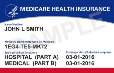 Medicare red, white, and blue card - sample