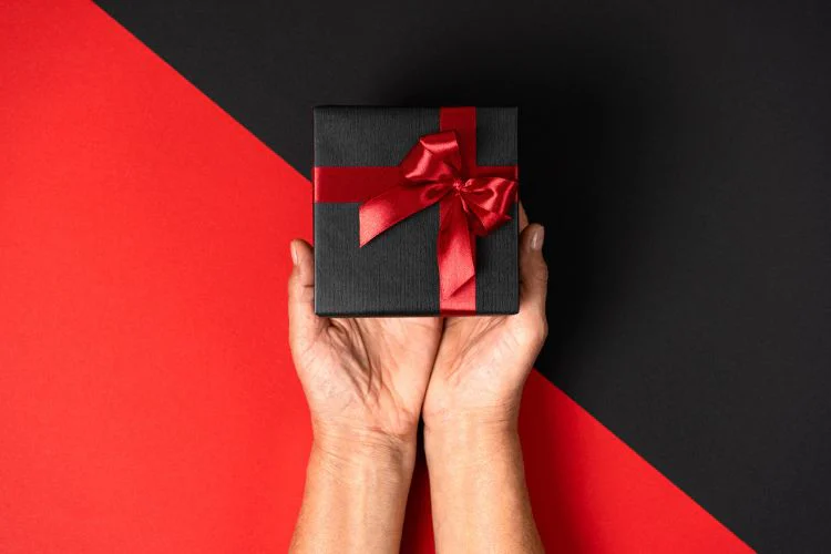 Wrapped gift with gift card inside