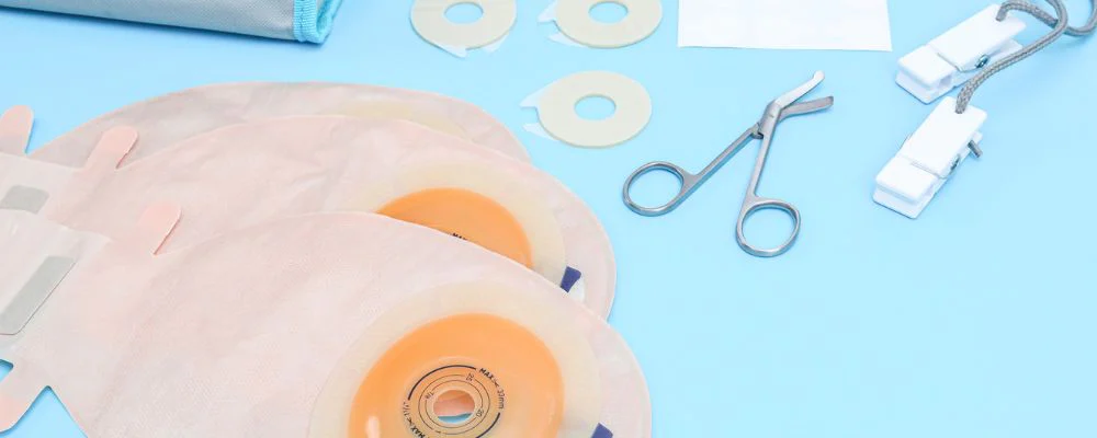 Ostomy supplies including bags and adhesives