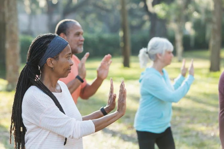 Group Tai Chi outside