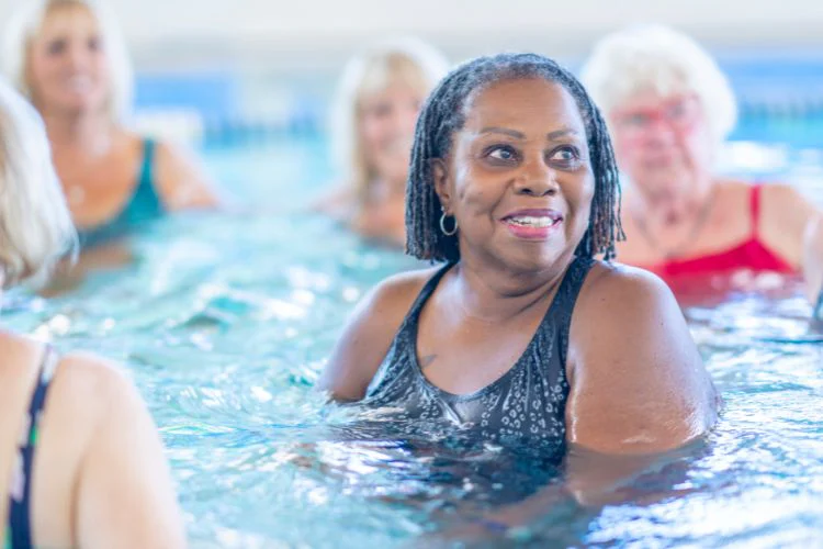 Senior woman in swimming pool