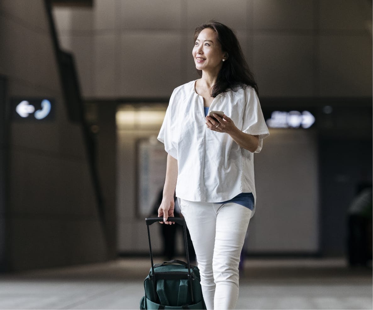Woman walking in an airport