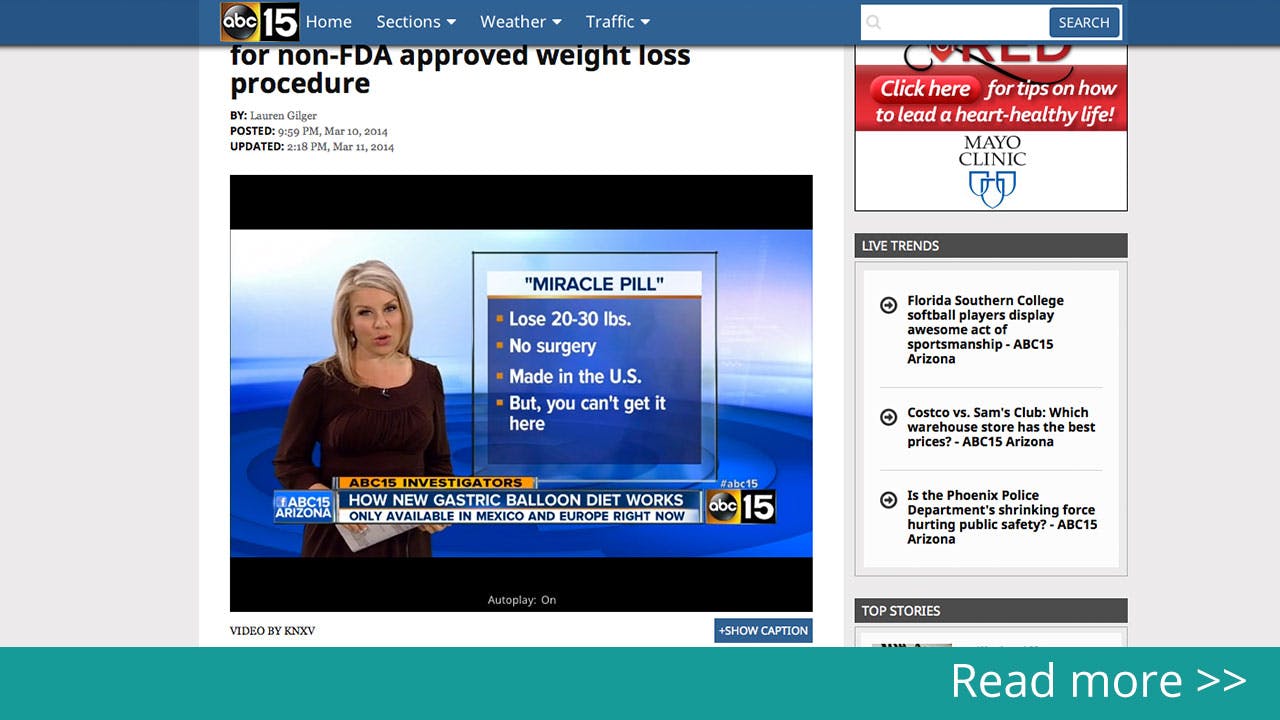 Abc 15 Arizona: Weight Loss Balloon? Patients Cross Border For Non-FDA Approved Weight Loss