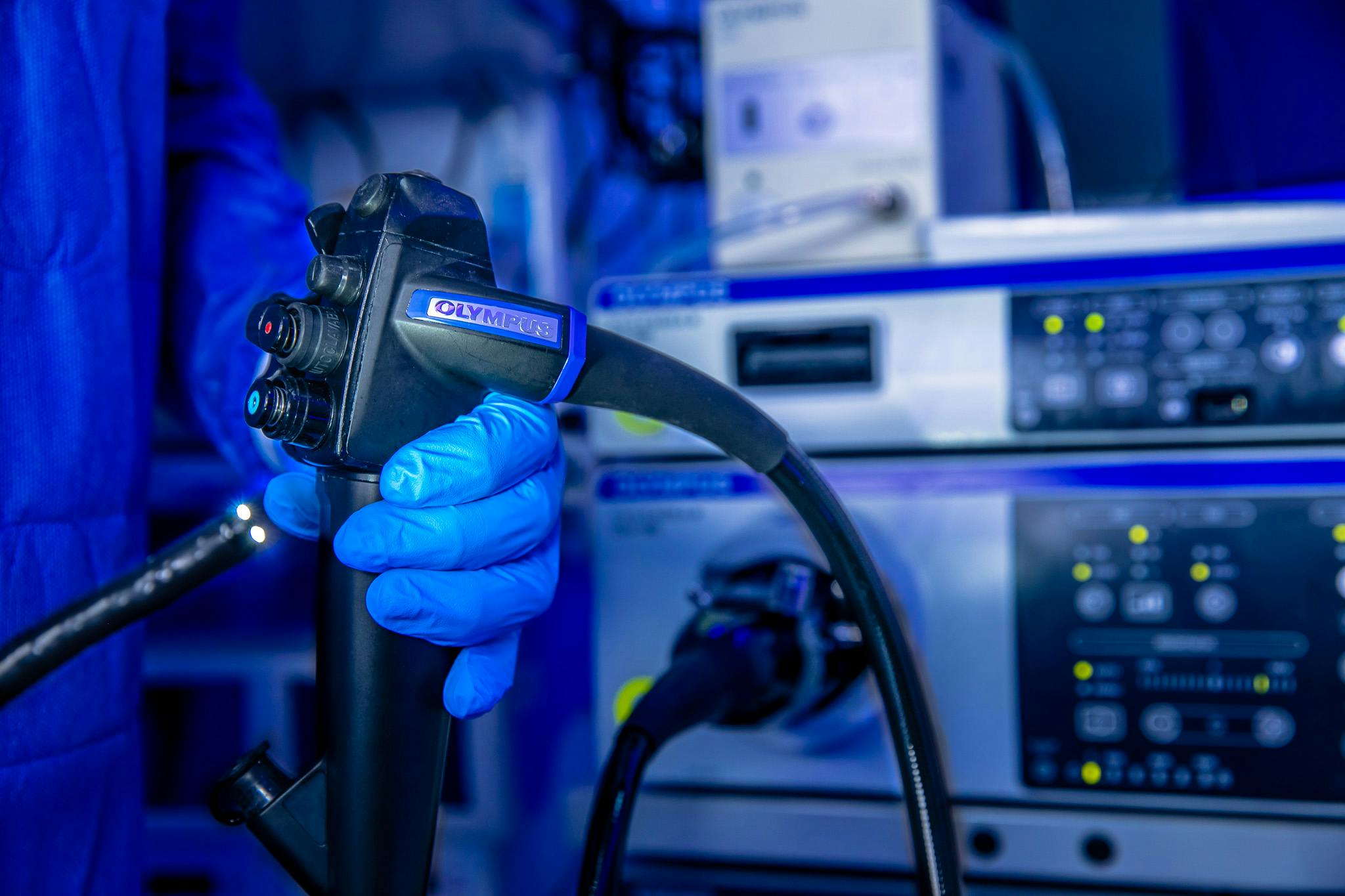Doctor holding endoscopy device