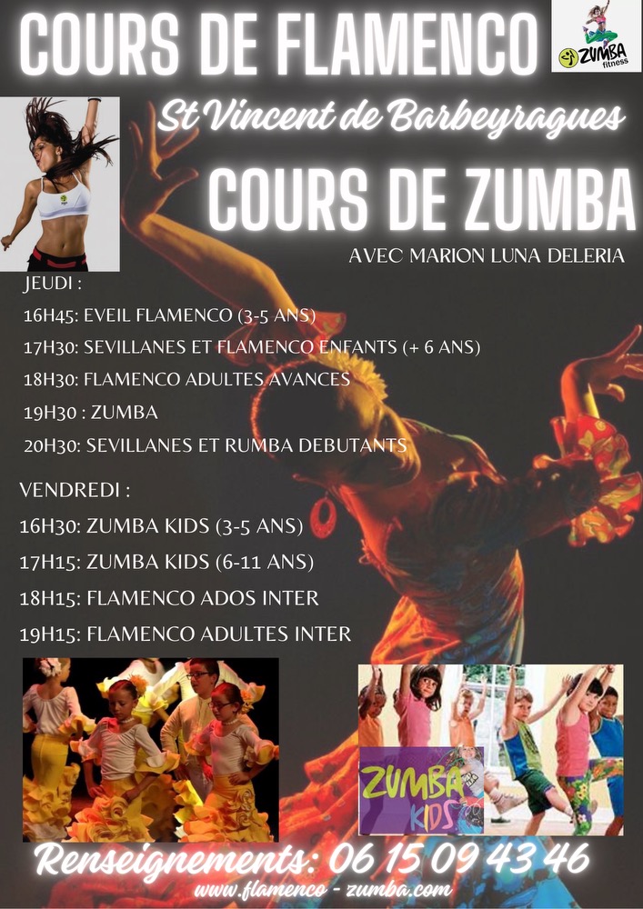 Planning Saint Vincent de Barbeyrargues Zumba Flamenco