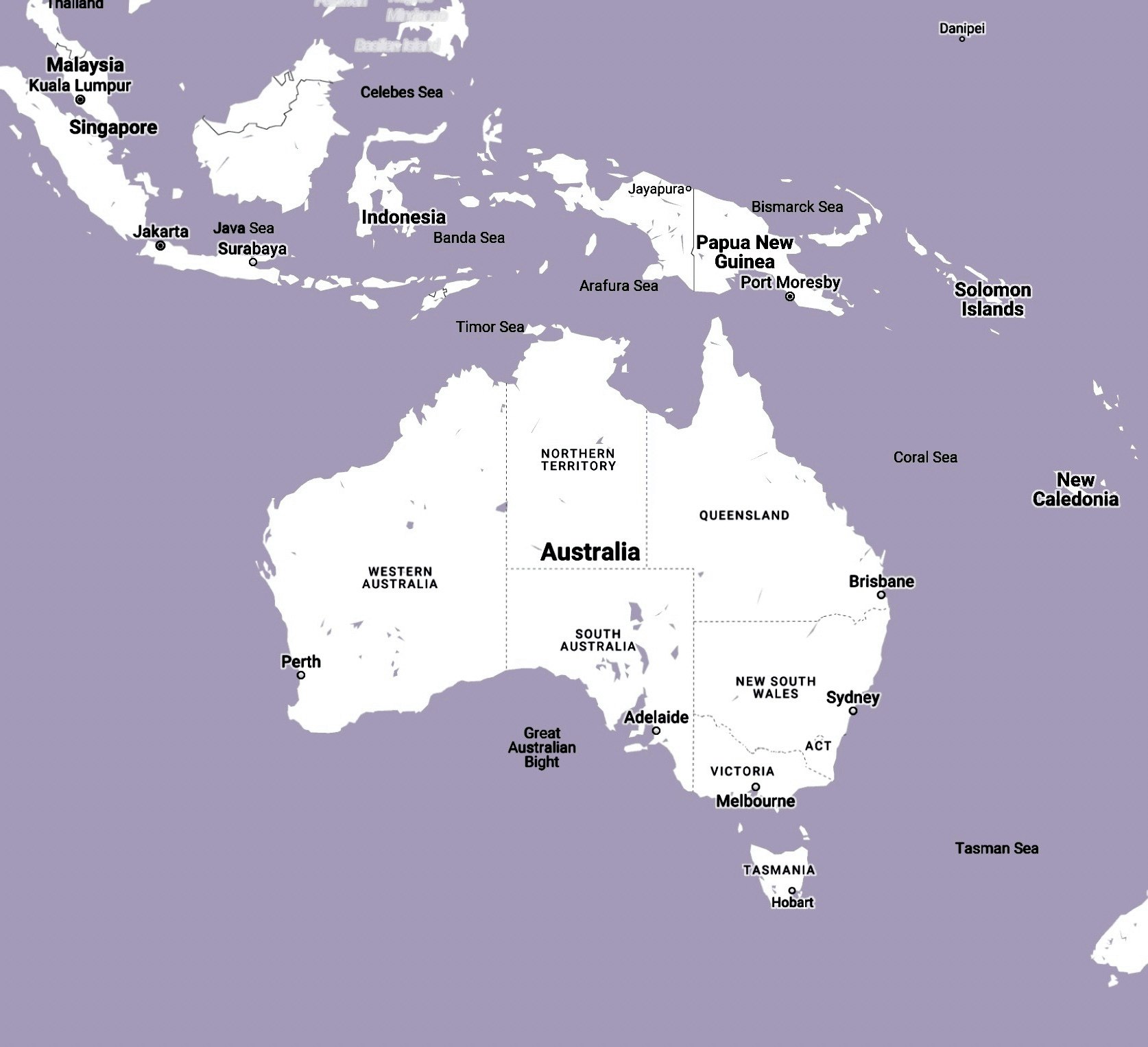 Australia white map