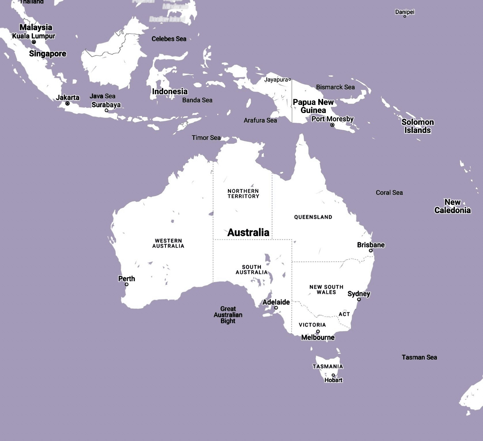 Australia white map