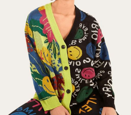 casaco tricot estampado