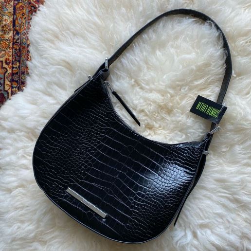 bolsa clutch preta croco santa lolla