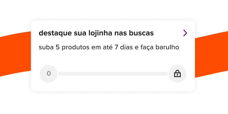Imagem mostra um print da tela do app do enjoei com o texto: "destaque sua lojinha nas buscas, suba 5 produtos em até 7 dias e faça barulho".