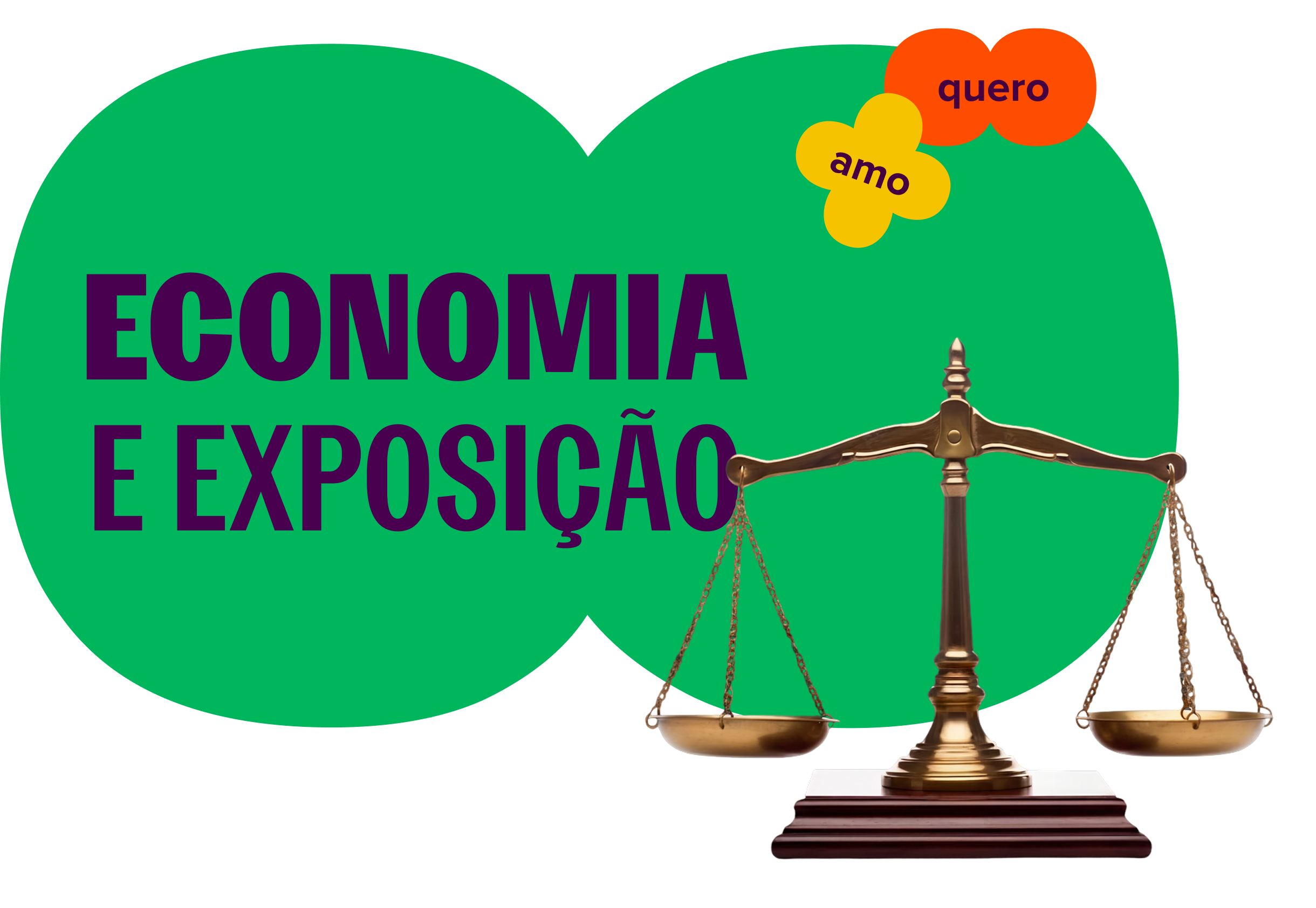 uma balança perfeitamente equilibrada e ao fundo o texto: economia e exposição.