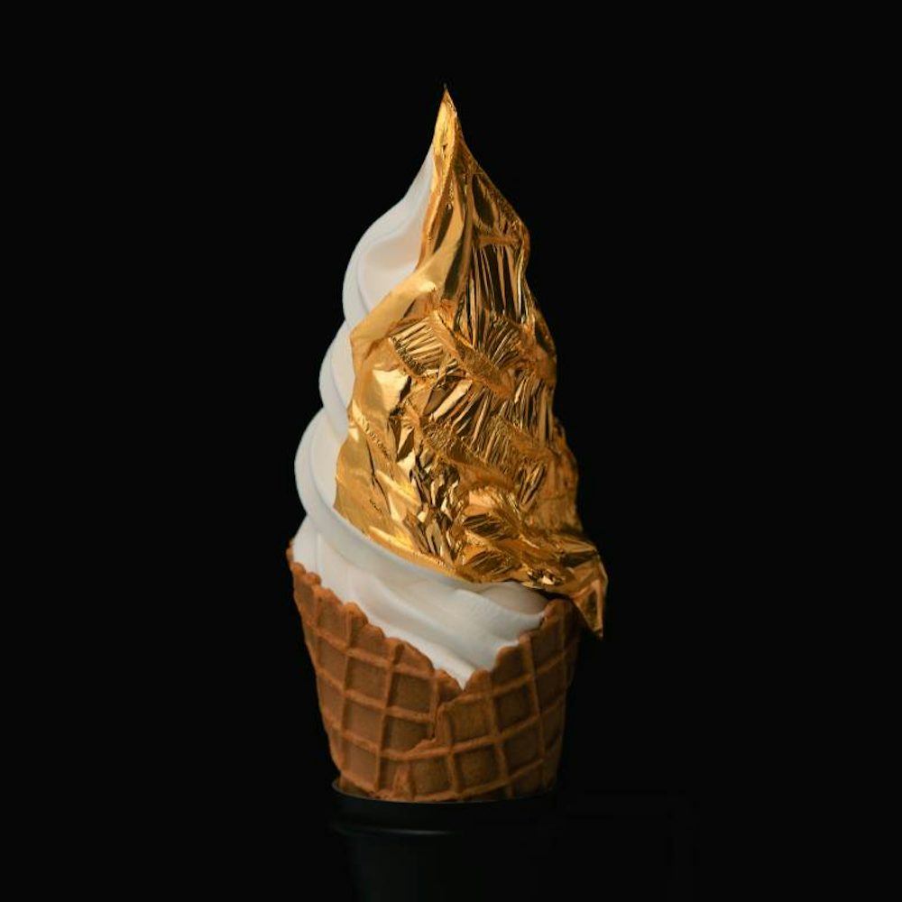 Icecream with golden overlay