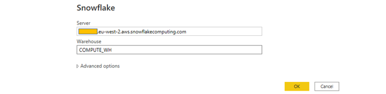 Setting up a connection between PowerBI and Snowflake