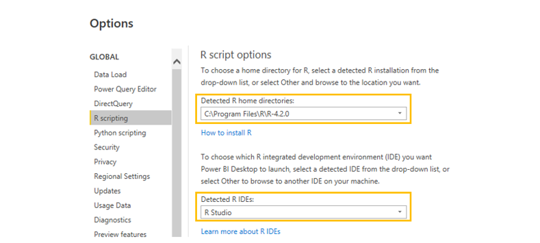 In-between configuration steps in PowerBI