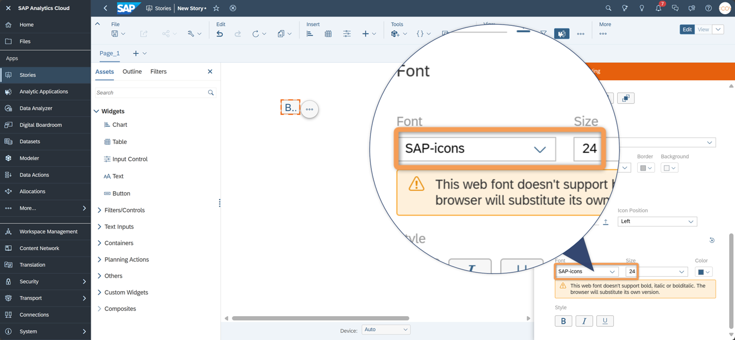 SAP Icons on SAP Analytics Cloud Dashboards