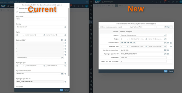 New Prompt and Variable Screens