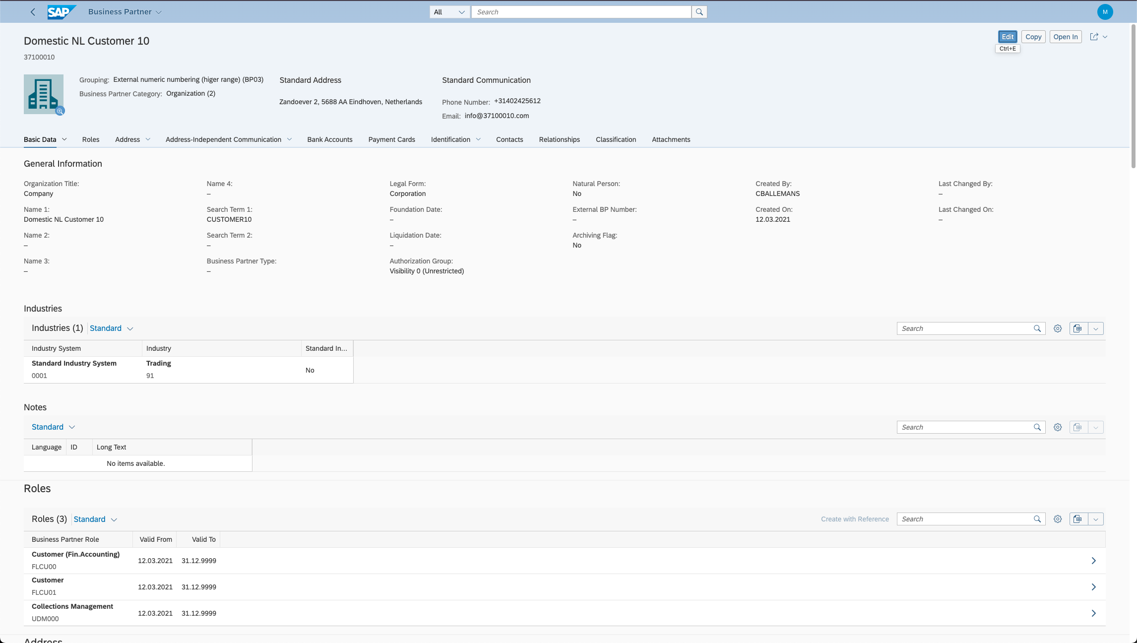 SAP S/4HANA Business Partner