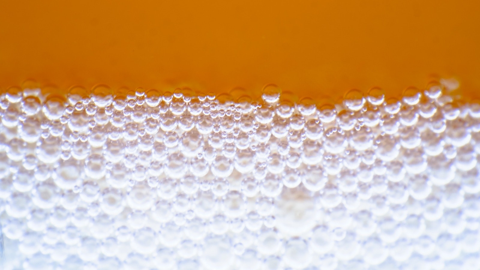 Una vista di una superficie con numerose bolle piccole, posta contro uno sfondo che sembra essere un muro o il pavimento giallo.