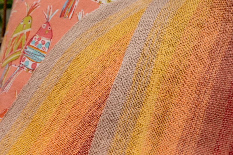 Sunset Scarf Patricia Shaw Little Looms Summer 2022 Photo by Matt Graves