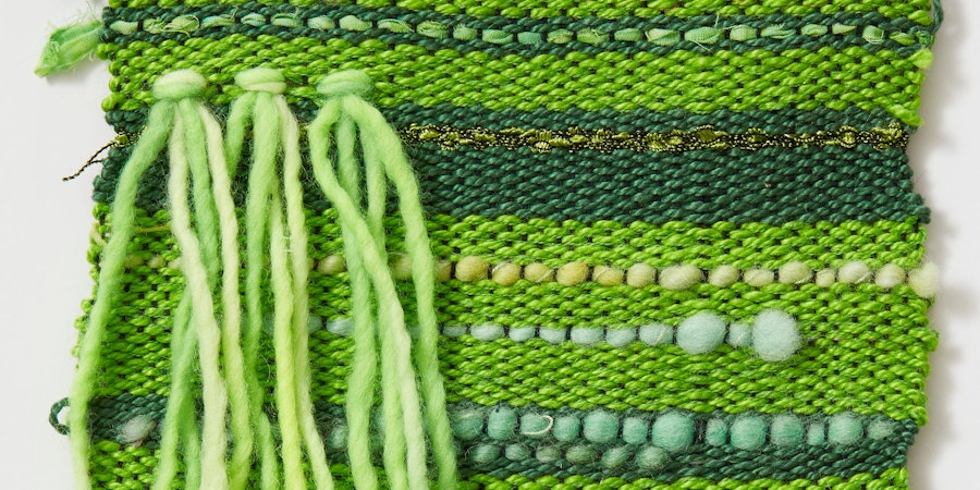 Esther Rodgers mixes materials and techniques to create exciting fabric on the rigid-heddle loom. Photo by George Boe