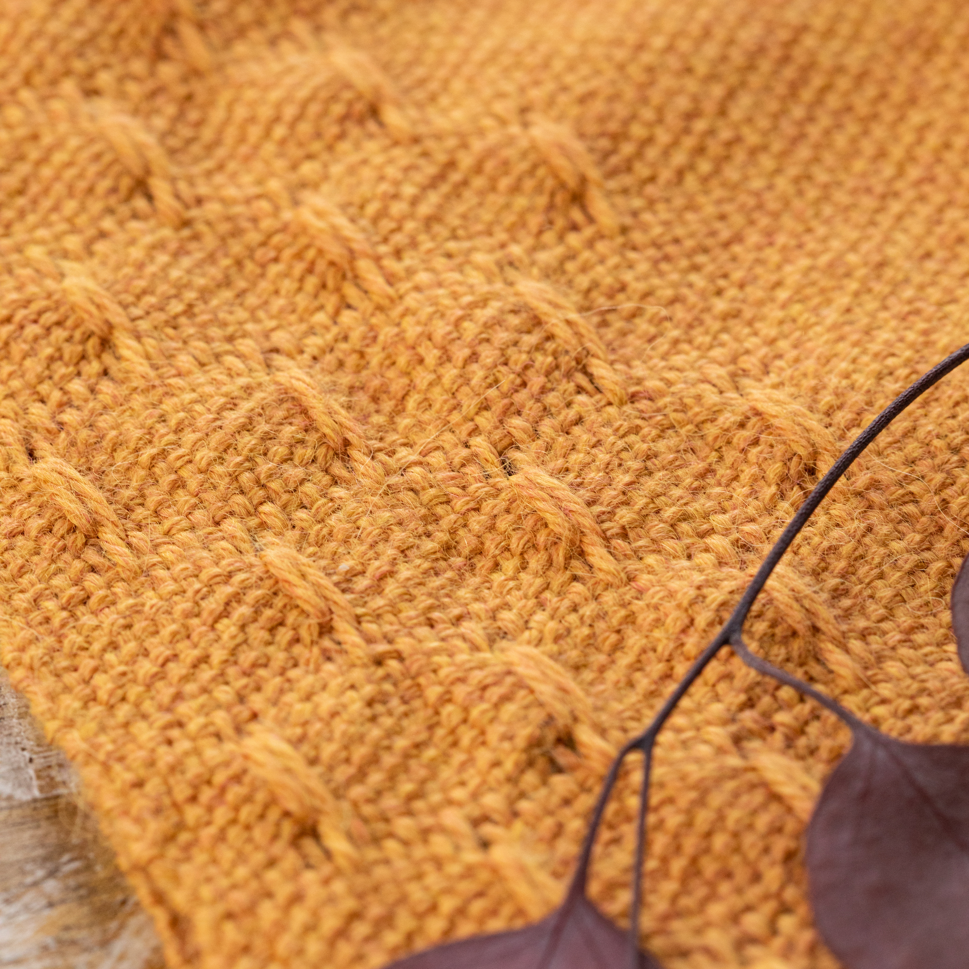 Close up of Goldenrod Scarf
