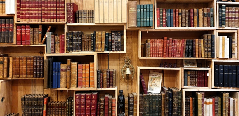Bookshelves in a book store