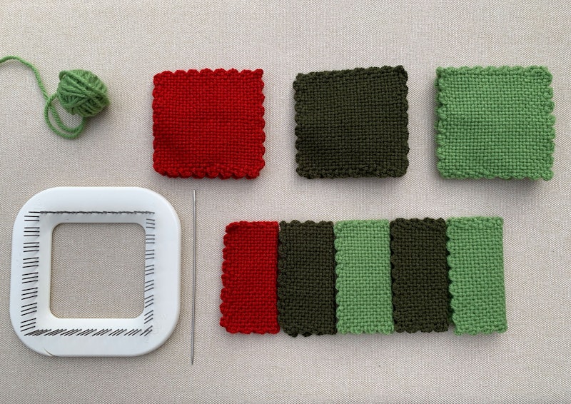 Learn the trick to get pin loom rectangles when you only have a square loom. Photo by Tiffany Warble