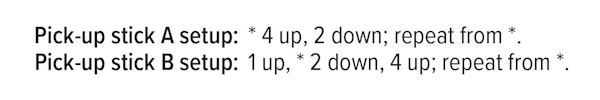 When using two pick-up sticks, you'll also see written instructions for both in your draft.