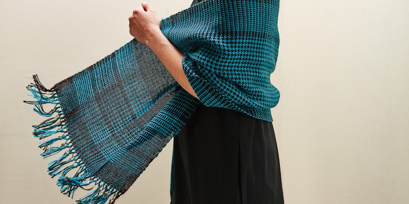 Deb Essen’s Glamp Shawl. Photo by George Boe