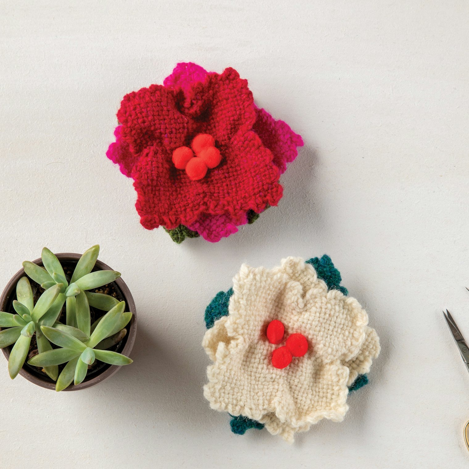 Magnolia Ornaments By Susan E. Horton from Little Looms Holiday 2020. Photography for this issue by Matt Graves, George Boe, Joe Coca, Caleb Dane Young, and Donald Scott