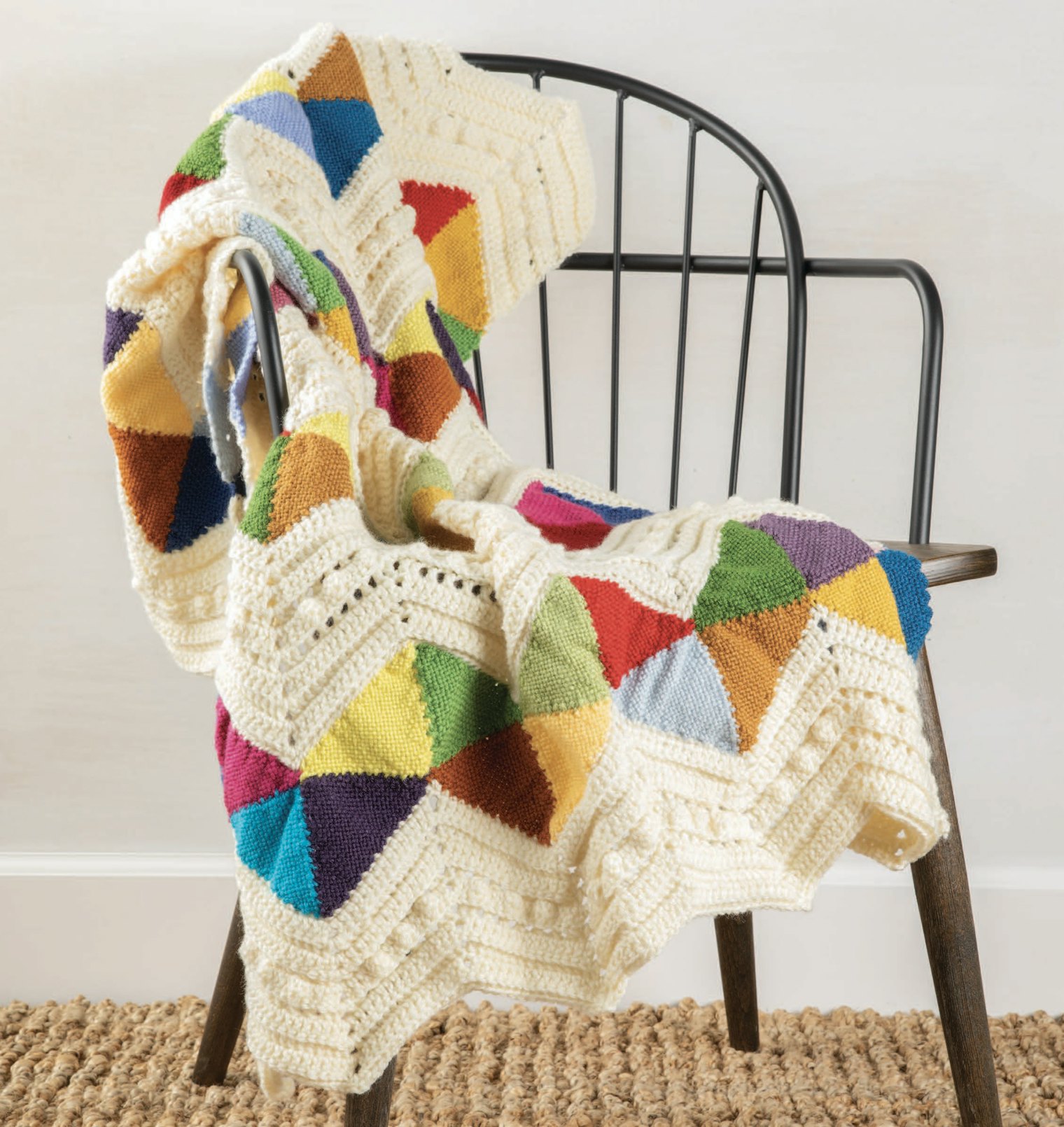 Once you have the basics, you can build amazing borders by adding additional rows of crochet, as seen in this Chevron Scrapghan project from Little Looms.
