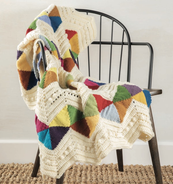 Once you have the basics, you can build amazing borders by adding additional rows of crochet, as seen in this Chevron Scrapghan project from Little Looms.