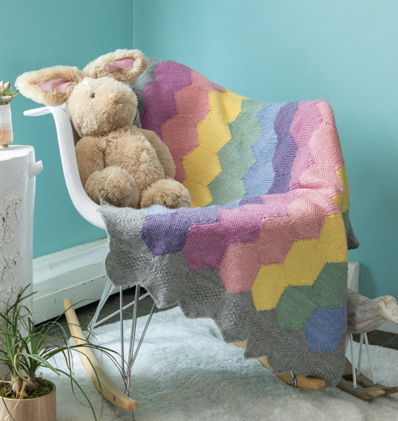 Rainbows and Hearts Baby Blanket by Gabi van Tassell