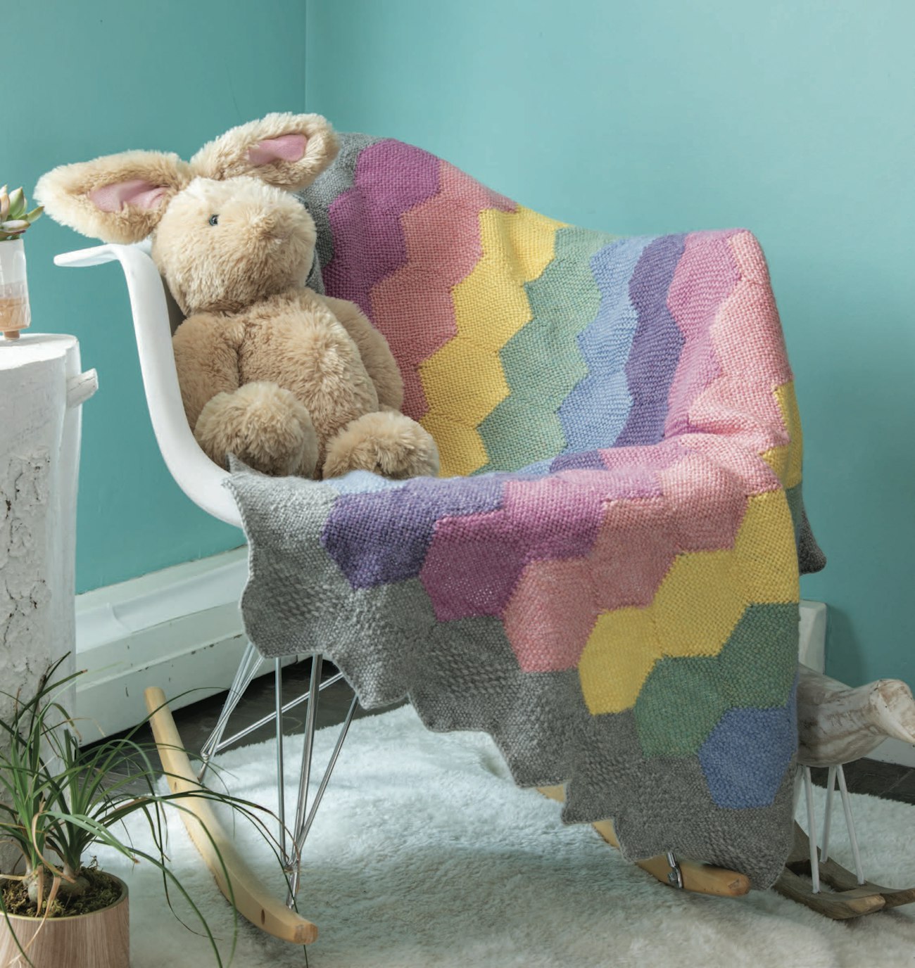 Rainbows and Hearts Baby Blanket by Gabi van Tassell
