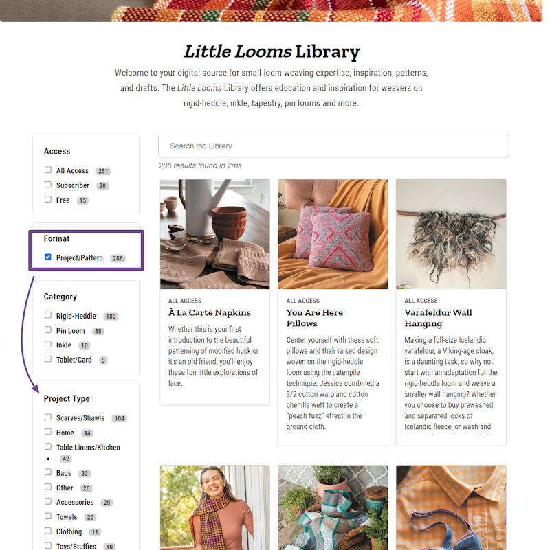 Check out the searchable pattern library, with easy-to-access patterns from past issues of <em>Little Looms.</em>