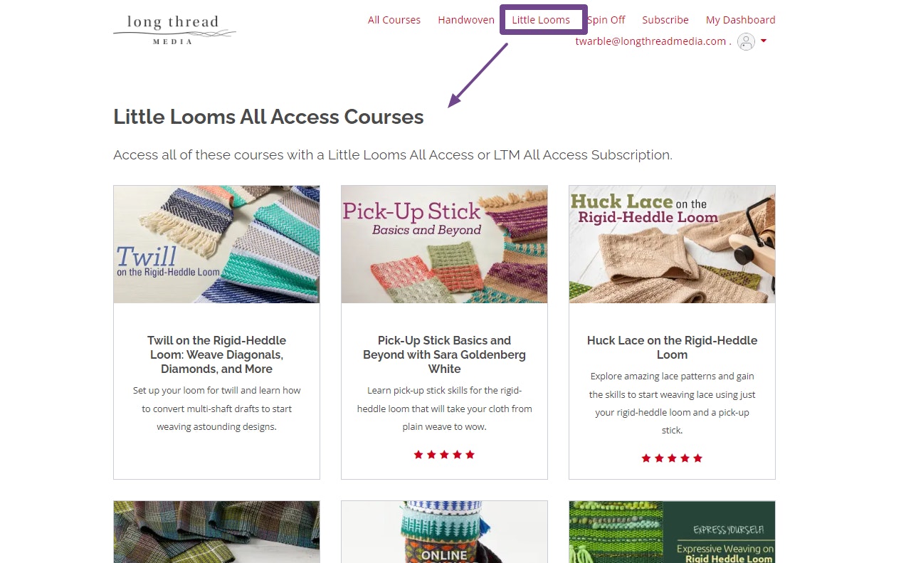 See all the courses included in Little Looms All Access by clicking Little Looms in the top navigation.