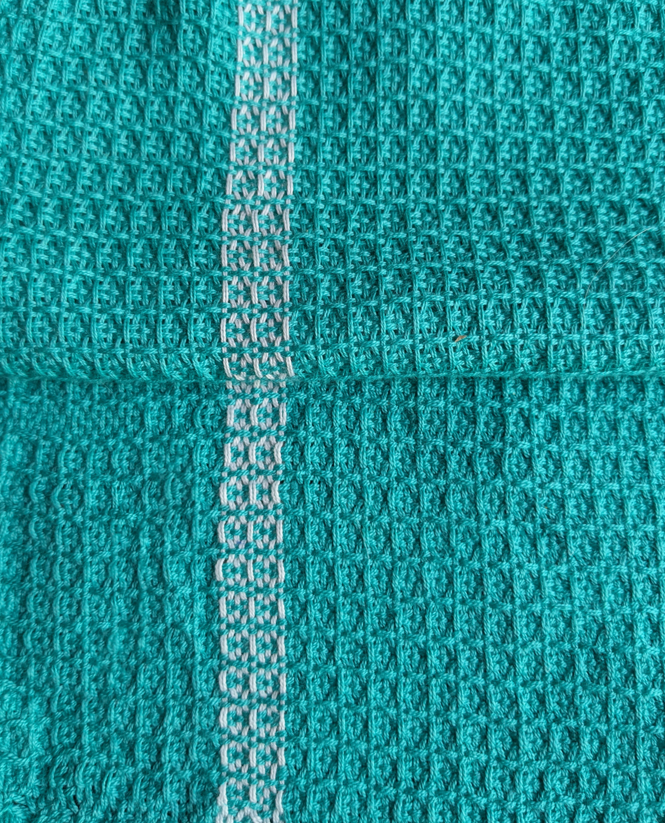 Unwashed and washed samples of waffle weave pattern